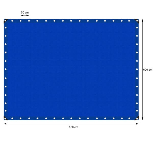 ECD Germany Abdeckplane Gewebeplane mit Ösen 6x8m 48m² 260g/m² Blau aus Polyethylen Schimmelresistent Wasserdicht Reißfest Schutzplane Bootsplane Gartenplane Holzplane Plane für Gartenmöbel Pool Auto