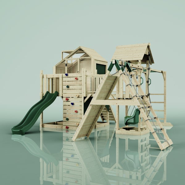 Spielplatz mit Rutsche, Kletterwand und Schaukel für den Außenbereich