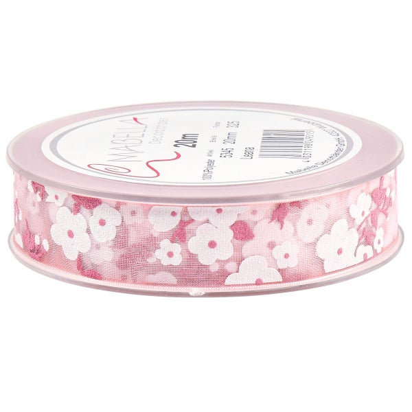 Dekoband aus Polyester mit Blumenmuster, 20 mm breit
