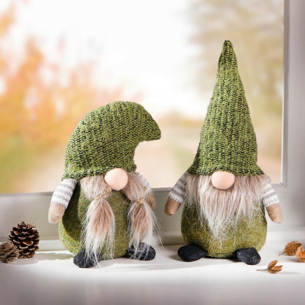 FRANK FLECHTWAREN | Wichtel Green Bottom, 2er Set, FILZ, ca. Höhe 20 cm, 27 cm