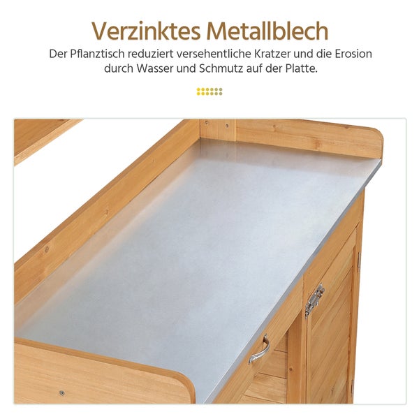 Pflanztisch mit Arbeitsplatte aus verzinktem Metall