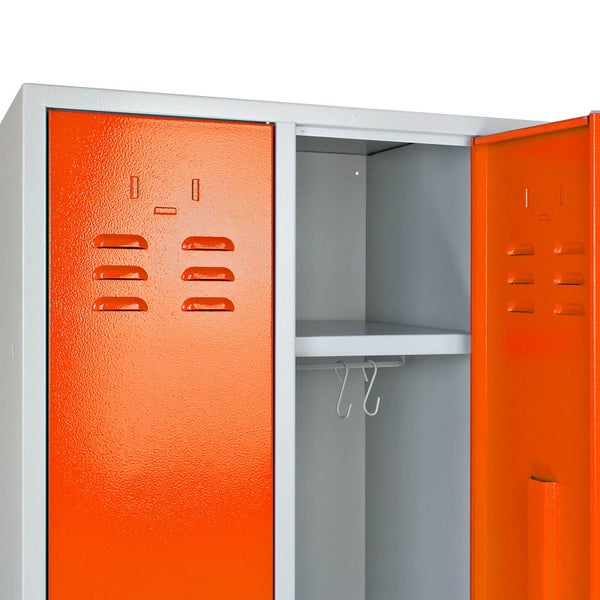 PROREGAL Garderobenschrank Ermine mit 2 Türen HxBxT 178 x 60 x 50 cm Lichtgrau Orange