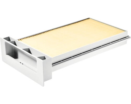 Ersatzfilter für Lüftungsanlagen mit weißem Kunststoffrahmen und gefaltetem Filtermedium.