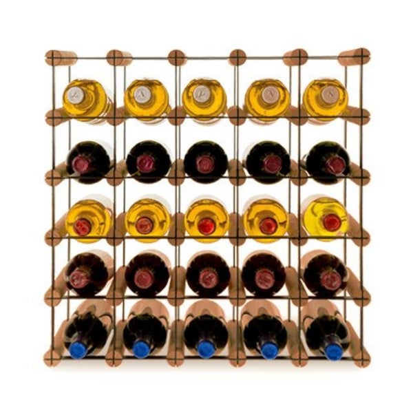 PROREGAL Modulares Weinregal Vinotega Mod Metal HxBxT 52,5 x 52,5 x 24,5 cm 5 x 5 Flaschen Massives Kiefernholz Braun Geölt