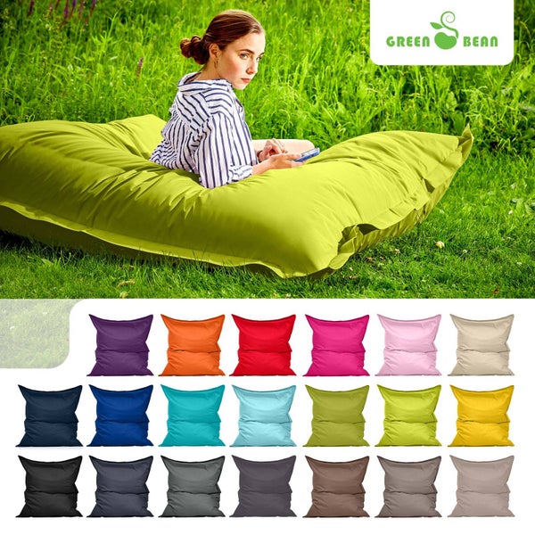 Green Bean Sitzsack XXL 140x180cm 380 Liter Kinder & Erwachsene Bean Bag EPS Perlen Füllung Riesensitzsack Groß Draußen Outdoor Liegekissen Waschbar Wetterfest Lounge Sitzkissen Bodenkissen Hellgrün