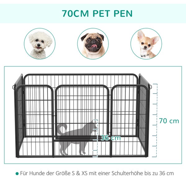 PawHut Welpenauslauf, 129B x 84T x 70H cm, Stahldraht, Schwarz