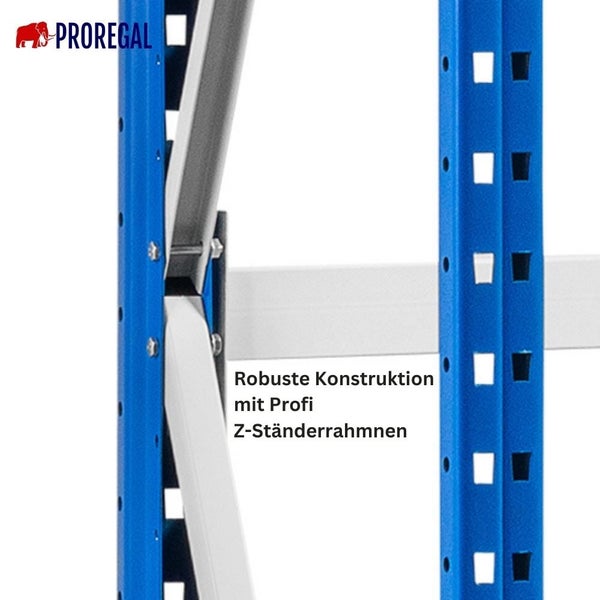 PROREGAL Weitspannregal Maximus Grundregal HxBxT 200 x 150 x 60 cm 3 Ebenen Spanplatten Fachboden Fachlast 475 kg Lichtblau & Lichtgrau