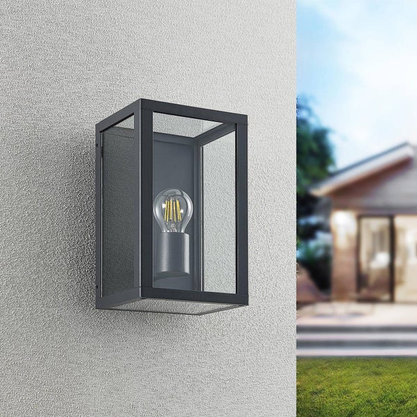 Lindby Wandleuchte außen Giavanna (spritzwassergeschützt (Modern) in Schwarz aus Aluminium (1 flammig, E27) - Außenwandleuchten Wandlampe Led Außenlampe Outdoor für Außenwand/Hauswand