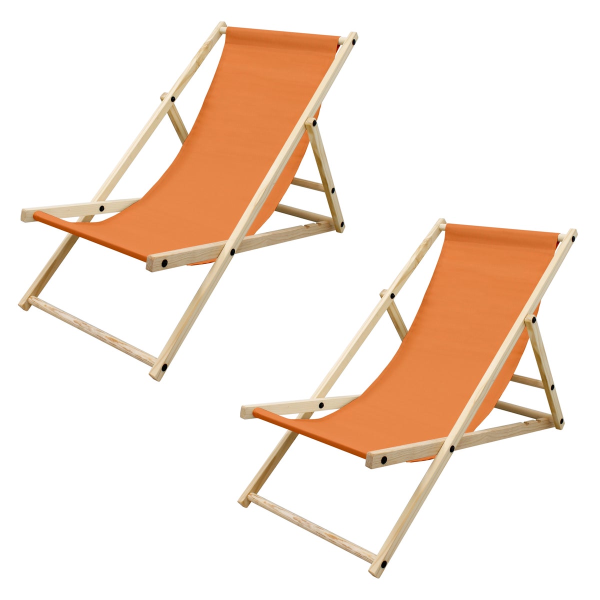 ECD Germany 2er Set Liegestuhl klappbar aus Holz, 3 Liegepositionen, Orange, bis 120kg, Gartenliege Sonnenliege Relaxliege Strandliege Liege Strandstuhl Klappstuhl, für den Garten Terrasse und Balkon