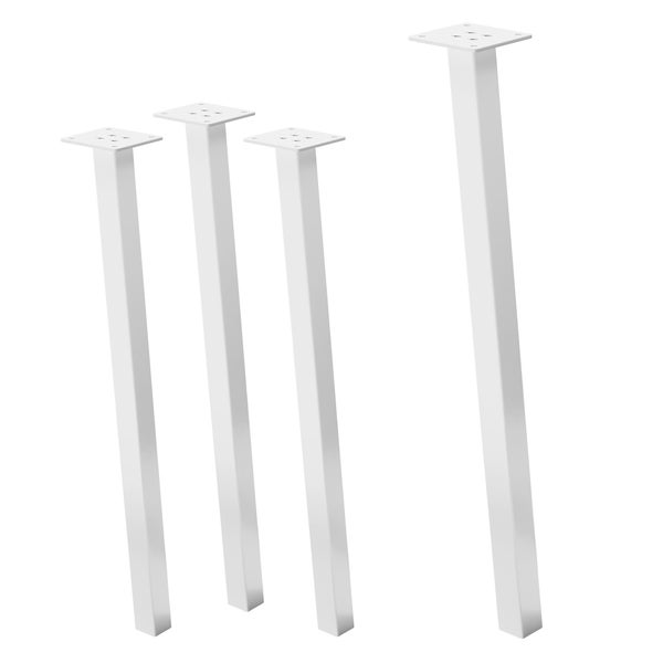 ML-Design 4er Set Tischbeine schräg 72 cm, Weiß glänzend, aus pulverbeschichtetem Stahl, eckig, Profil 4x4 cm, I-Form, Möbelfüße Metall 96° Neigung, Tischfüße Möbelbeine für Esstisch & Schreibtisch