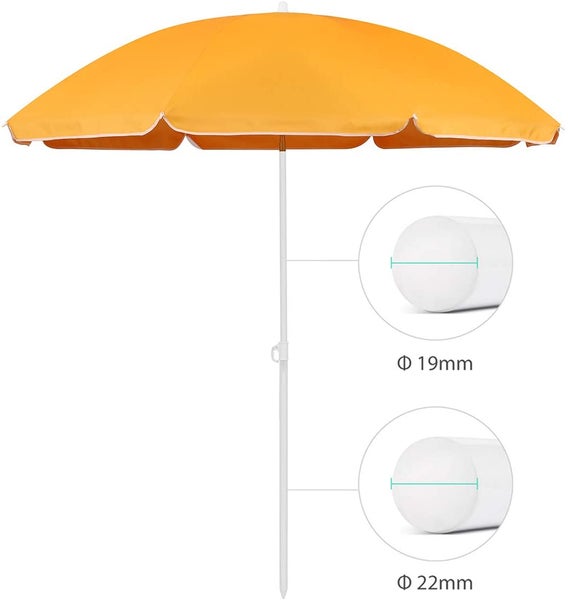 RESCH Sonnenschirm für Strand Orange, Ø 200 cm, Gartenschirm, UV-Schutz bis UPF 50+, knickbar, Sonnenschutz Balkon, tragbar, Schirmrippen aus Glasfaser