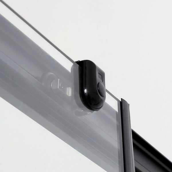 Nischenduschtür 150 cm mit Schiebetür und Rahmen aus mattem schwarzem Aluminium | City