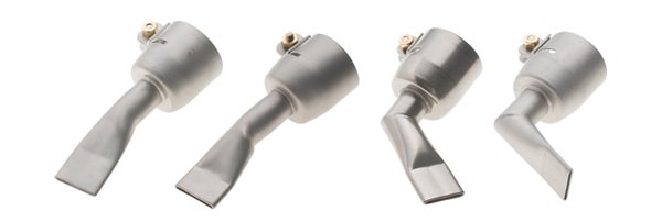 Flachdüsen-Set für Heißluftgebläse aus Metall in vier verschiedenen Ausführungen.