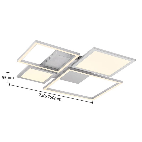 Lucande LED Deckenleuchte Narumi dimmbar mit Leselampe (Modern) in Weiß aus Metall (1 flammig, ) - Lampe Deckenlampe Wohnzimmerleuchte