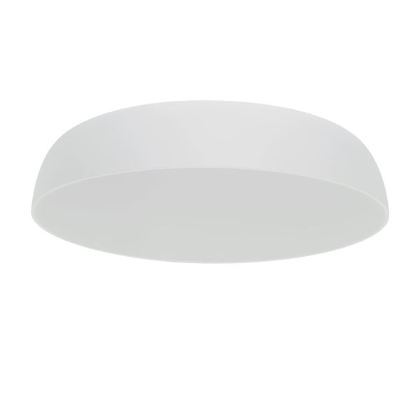 Weiße, runde Abdeckung für Deckenleuchten in flacher Kuppelform.