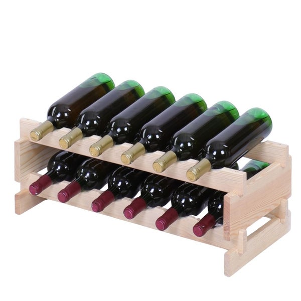 Weinregal VINOTECA FLEX PRO HxBxT 23x65x28cm 12 Flaschen auf 2 Ebenen Massives Kiefernholz Natur unbehandelt