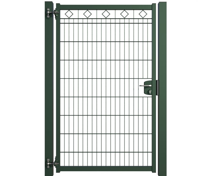 Metallzauntor mit Gitterstruktur und Rautenmuster