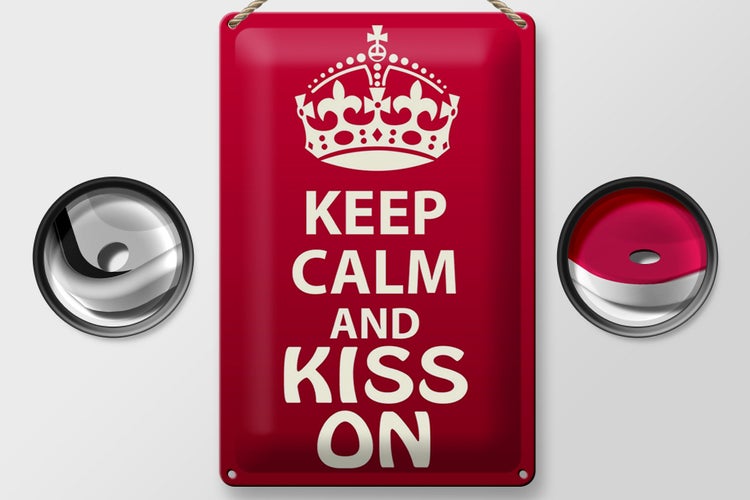 Blechschild Spruch 20x30cm Keep Calm and kiss on