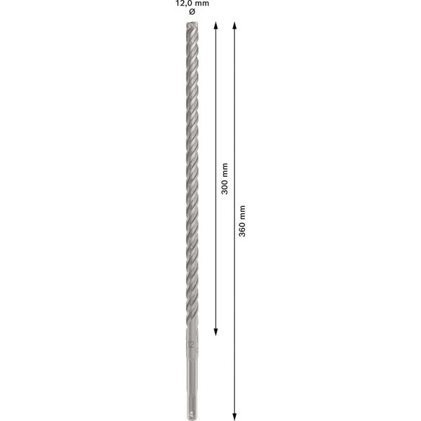 Steinbohrer mit 12 Millimeter Durchmesser und 360 Millimeter Länge