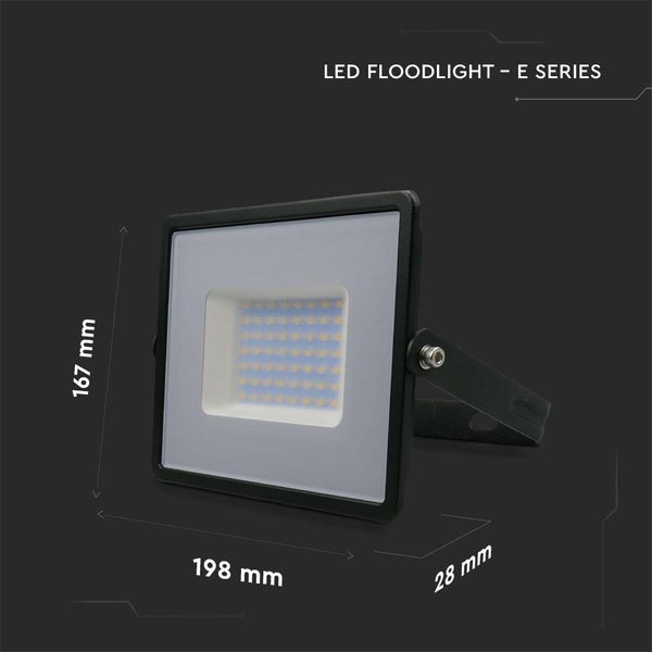 Schwarze LED-Flutlichtstrahler - E-Serie - IP65 - 50W - 4300 Lumen - 4000K
