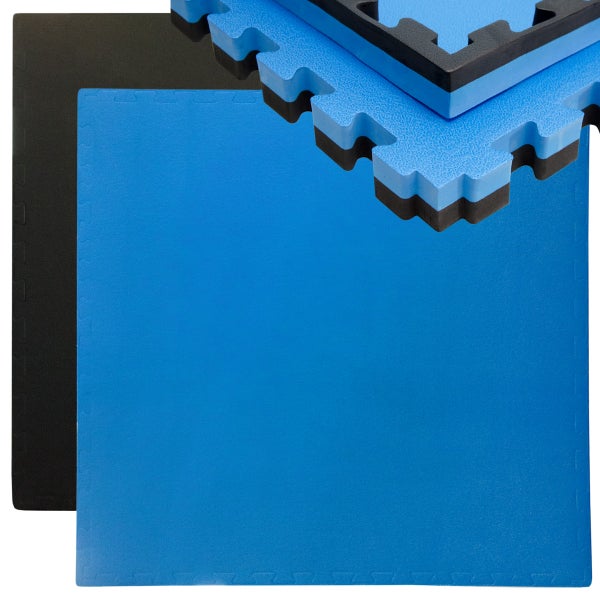 0.8qm Kampfsportmatte 4cm - Judo Matte für Zuhause 90x90cm Blau Schwarz