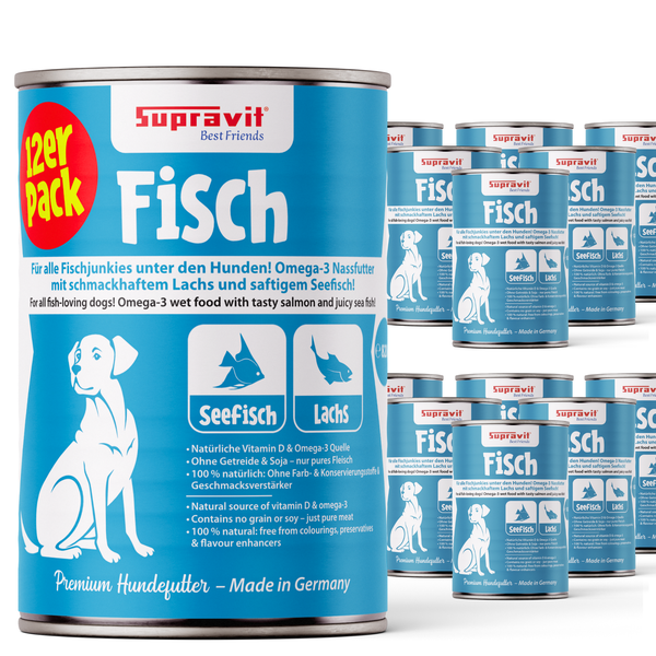 Supravit Best Friends Hundefutter mit Fisch, Lachs und Seefisch im 12er Pack