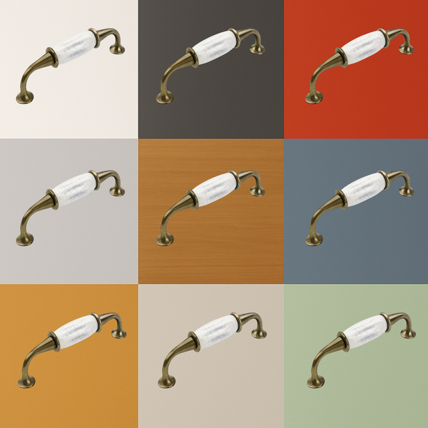 Möbelgriff aus Metall und Keramik im Raster