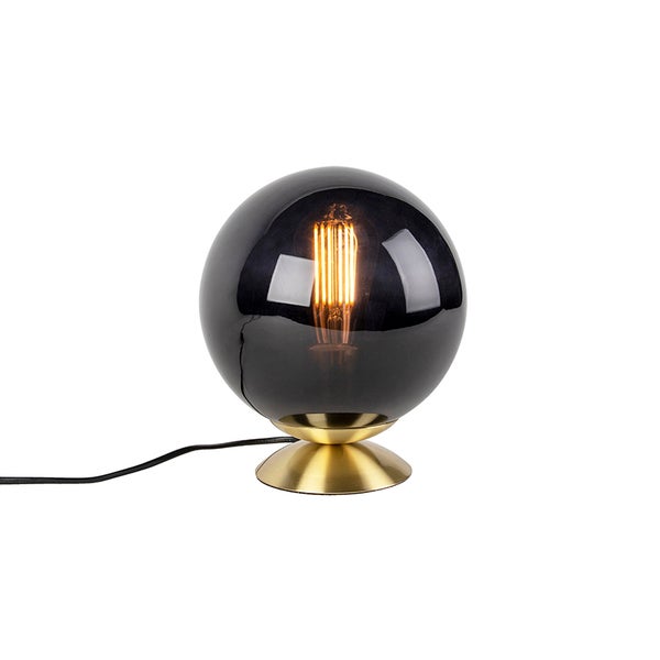 Tischleuchte mit kugelförmigem Lampenschirm und Glühbirne