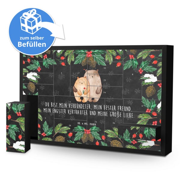 Mr. & Mrs. Panda Befüllbarer Adventskalender Bären Liebe - Schwarz