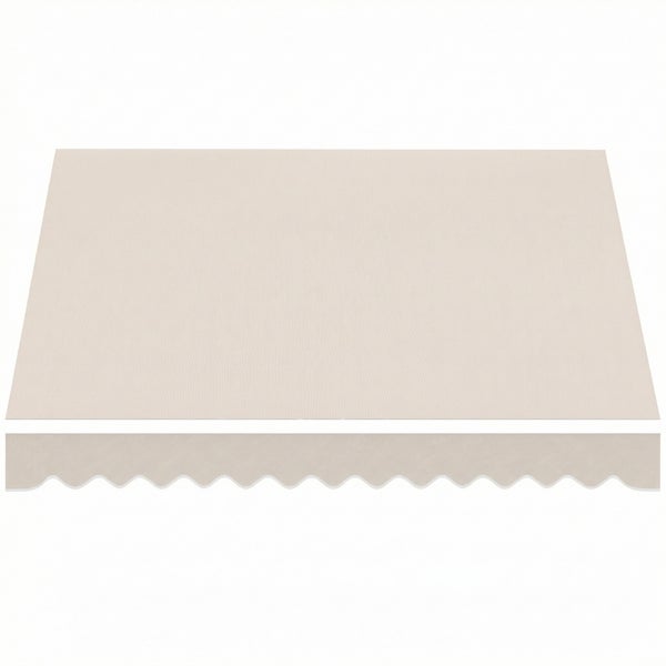 Markisenstoff-Ersatz in Beige mit passendem Volant mit Wellenkante für Markisen.