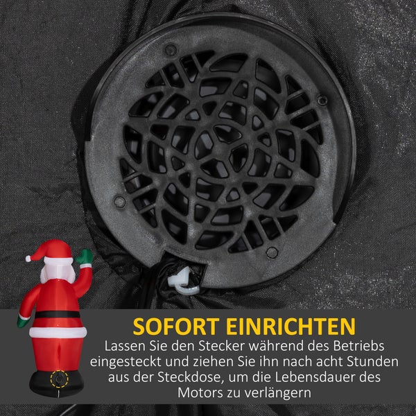 Outsunny Aufblasbar Weihnachtsdeko, 1,84 m Weihnachtsmann mit LED-Beleuchtung, Gartendeko, Selbstaufblasende Weihnachtsbeleuchtung für Innen- und Außenbereich