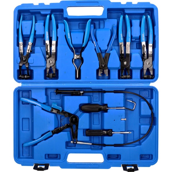 Sprengringzangen-Set in einem blauen Werkzeugkoffer