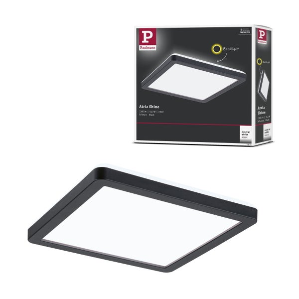 LED Panel Atria Shine Backlight eckig 190x190mm 11,2W 900lm 4000K Schwarz
