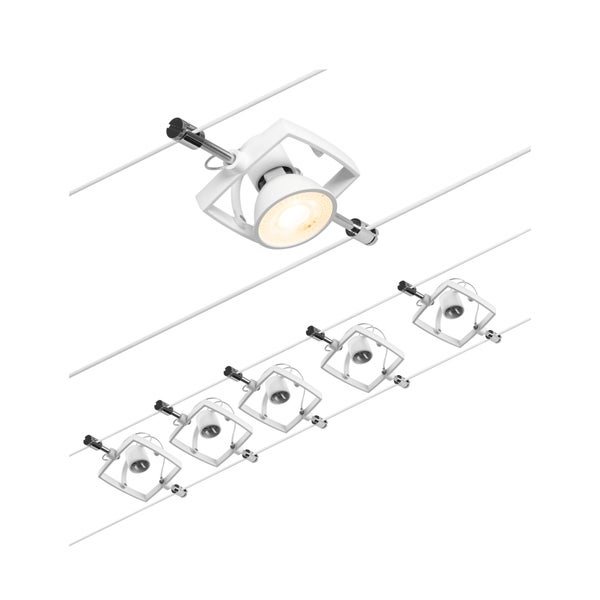 CorDuo Seilsystem Mac II Basisset GU5,3 max. 5x10W 230/12V Weiß matt, Chrom