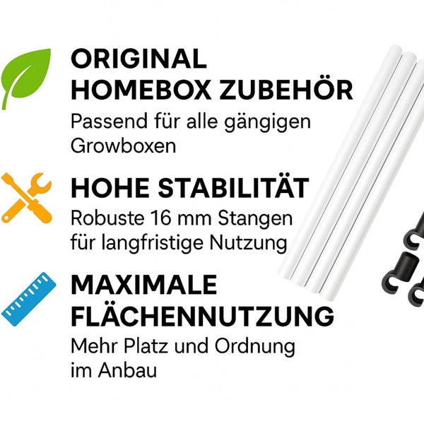 Homebox Zubehör für Growboxen mit 16 mm Stangen