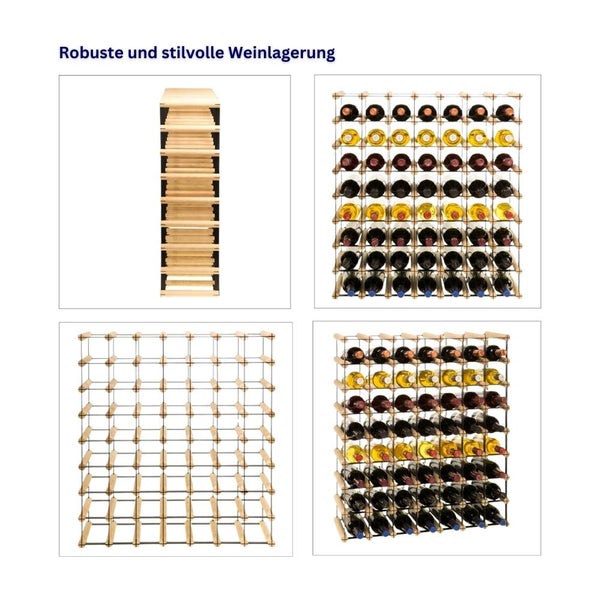 PROREGAL Modulares Weinregal Vinotega Mod Metal HxBxT 82,5 x 72,5 x 24,5 cm 7 x 8 Flaschen Massives Kiefernholz Braun Geölt