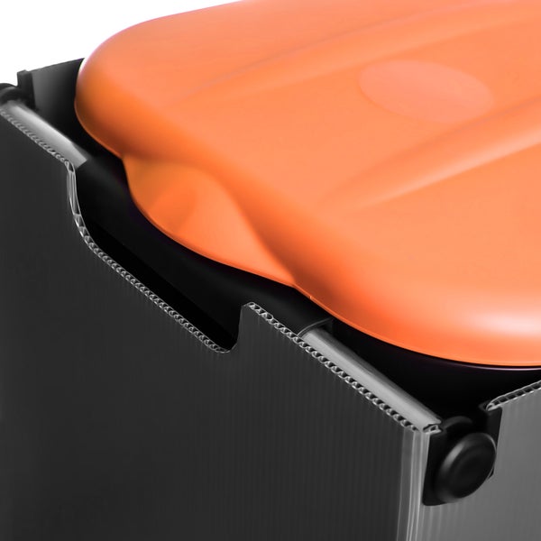 BigDean Müllsackständer Orange 80L mit Sichtschutz - passend für den Gelben Sack + andere Müllsäcke - Müllsackhalter Mülleimer Müllbeutelständer - Feucht abwischbar - Made in Europe
