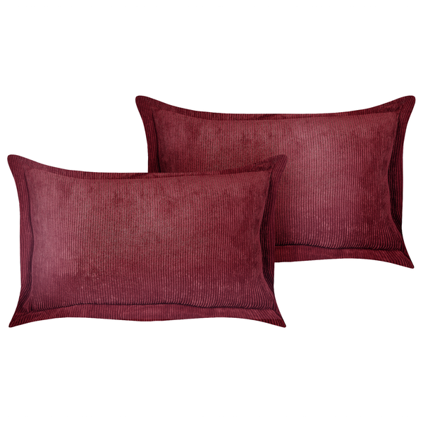 Dekokissen 2er Set ZINNIA Cord 47 x 27 cm Burgunderrot Ohne Muster