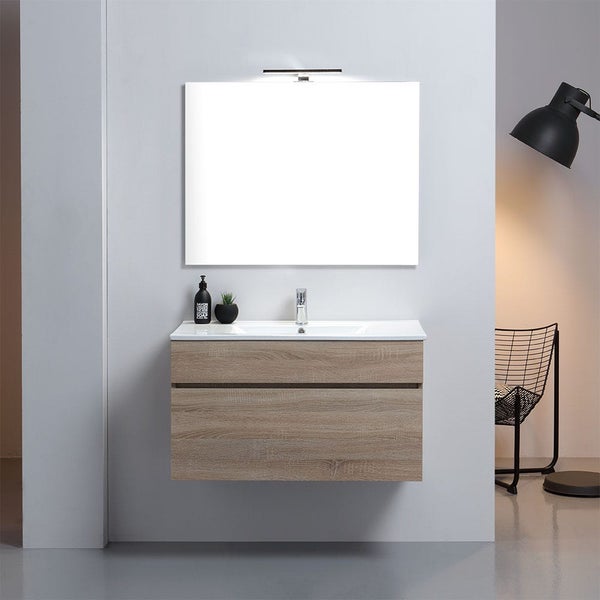 90 cm x 46cm Holzoptik- Badmöbelset 3-teilig, Eiche natur | Sole