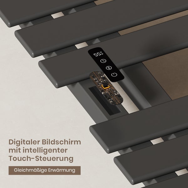 EMKE Elektrischer Badheizkörper 100x50 cm, Design-Handtuchheizkörper mit LCD-Display, Thermostat, Timer, Temperaturregelung, WiFi & App-Steuerung, 600W, Flachheizkörper für Bad, Schwarz, Linksanschluss