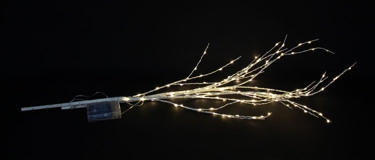 LED Lichterzweig in Birkenoptik mit batteriebetriebenem Batteriefach als dekorative Innenbeleuchtung