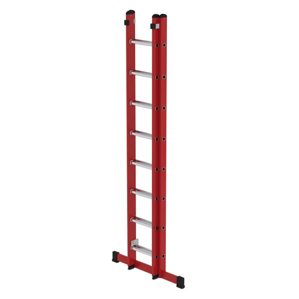 PROREGAL Sprossen-Schiebeleiter 2-Teilig GFK & Alu mit Standard-Traverse 2 x 8 Sprossen
