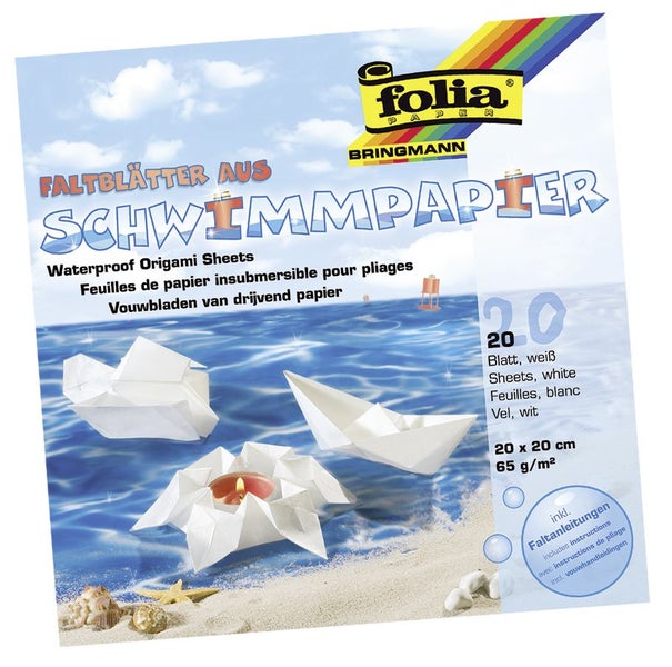 Folia  Schwimmpapier 65g/m², 20x20cm, 20 Blatt, weiß