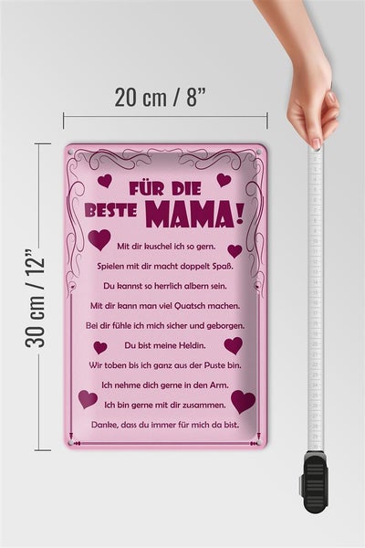 Blechschild Spruch 20x30cm Für die beste Mama