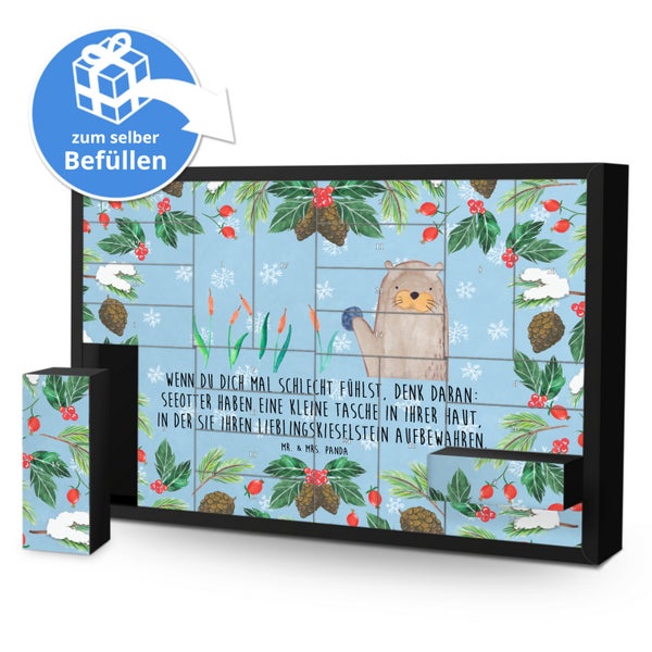Mr. & Mrs. Panda Befüllbarer Adventskalender Otter Stein - Blau Pastell