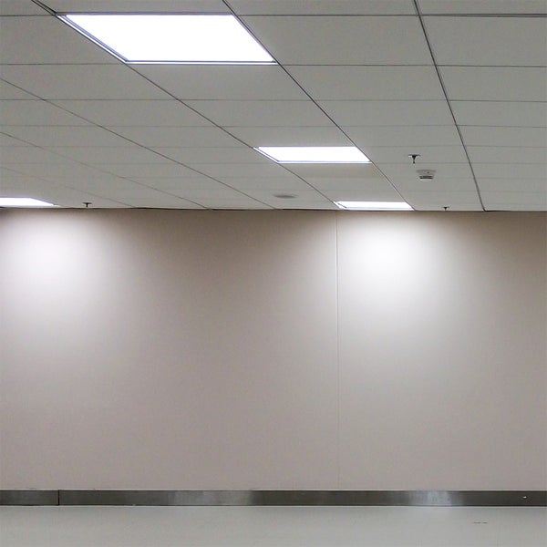 Raum mit Zwischendecke, Beleuchtung und Wand
