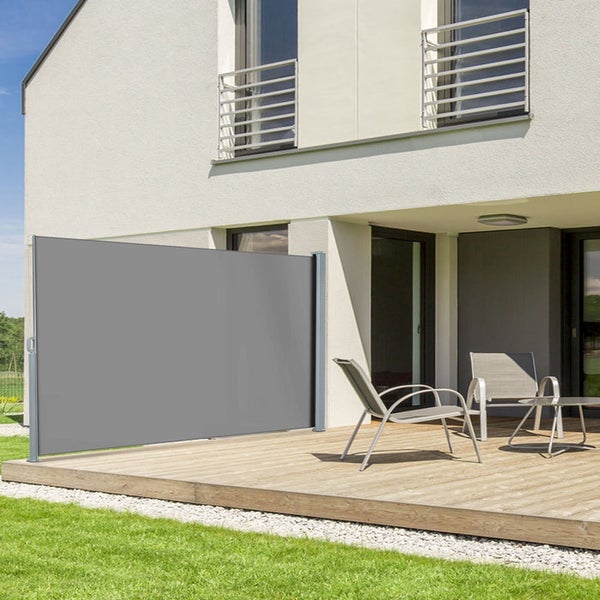 FLOORDIREKT Seitenmarkise - Markise für Balkon und Terrasse - Breite: 3 m - Höhe: 1,8 m - Anthrazit