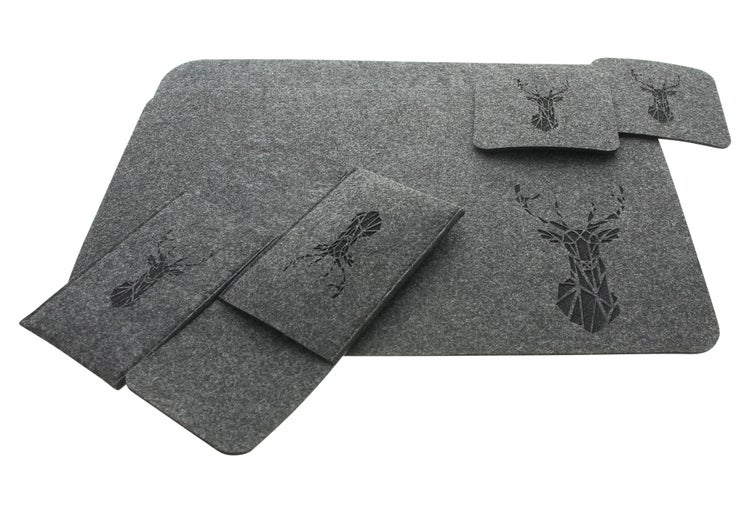 FRANK FLECHTWAREN | Tischset Trend-Hirsch, 6tlg., FILZ, Platzmatte 30 x 45 cm
