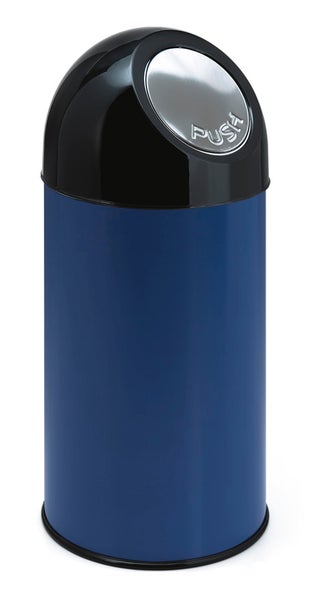 PROREGAL Klassischer Abfallbehälter Mit Pushdeckel 40 Liter HxBxT 67 x 31 x 31 cm Metall Blau