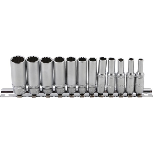 BGS Steckschlüssel-Einsatz-Satz Zwölfkant, tief Antrieb Innenvierkant 6,3 mm (1/4) Zollgrößen 12tlg. - 2757